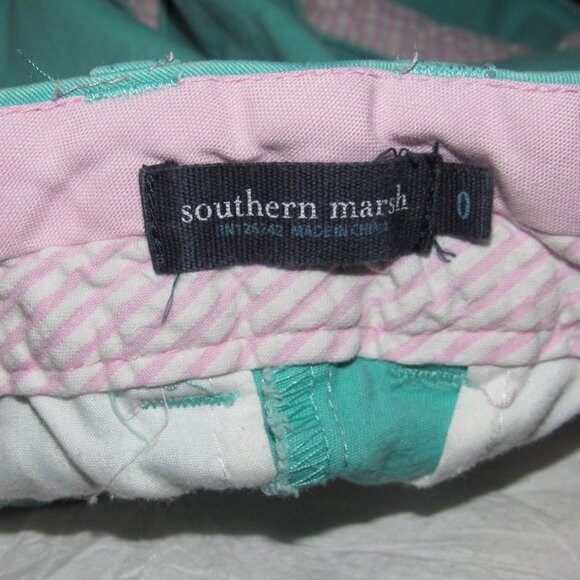 Southern Marsh Chino Shorts Size 0 Aqua Mint with Pink Cuffs Preppy Beach Resort - Picture 4 of 5